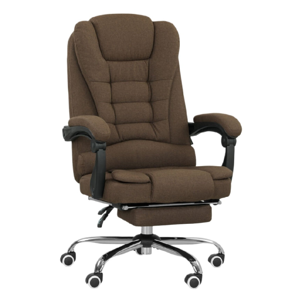 Chaise de bureau ergonomique avec repose-pieds et roulettes en chrome