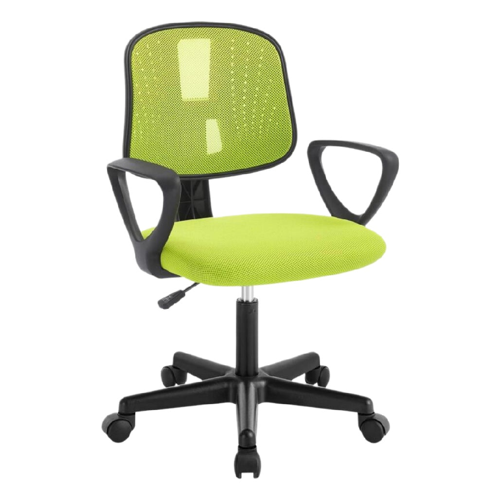 Chaise de bureau ergonomique en mesh vert avec accoudoirs