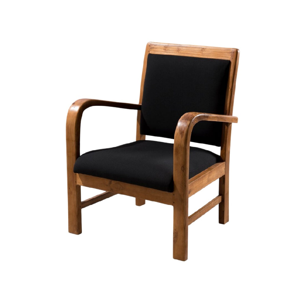 Chaise en bois avec rembourrage noir